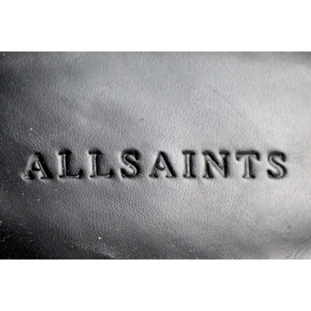 AllSaints BLACK GENUINE LEATHER SUEDE HIGH HEEL OPEN TOE STRAPPY SANDALS Sz 40 - Picture 7 of 11